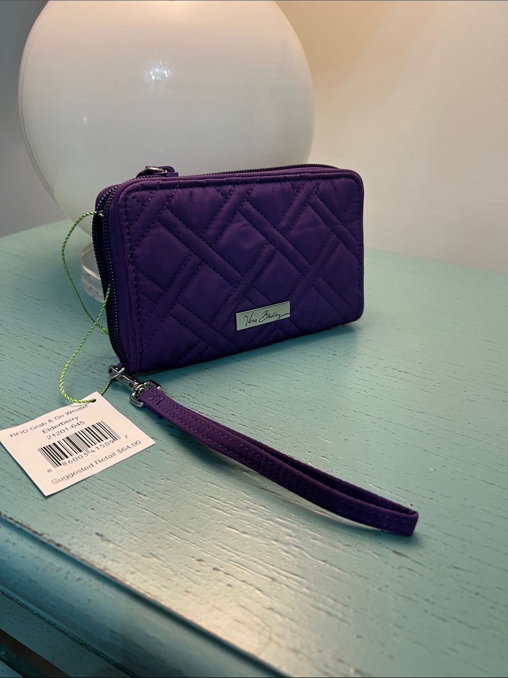 Vera Bradley Elderberry RFID Grab & Go Wristlet